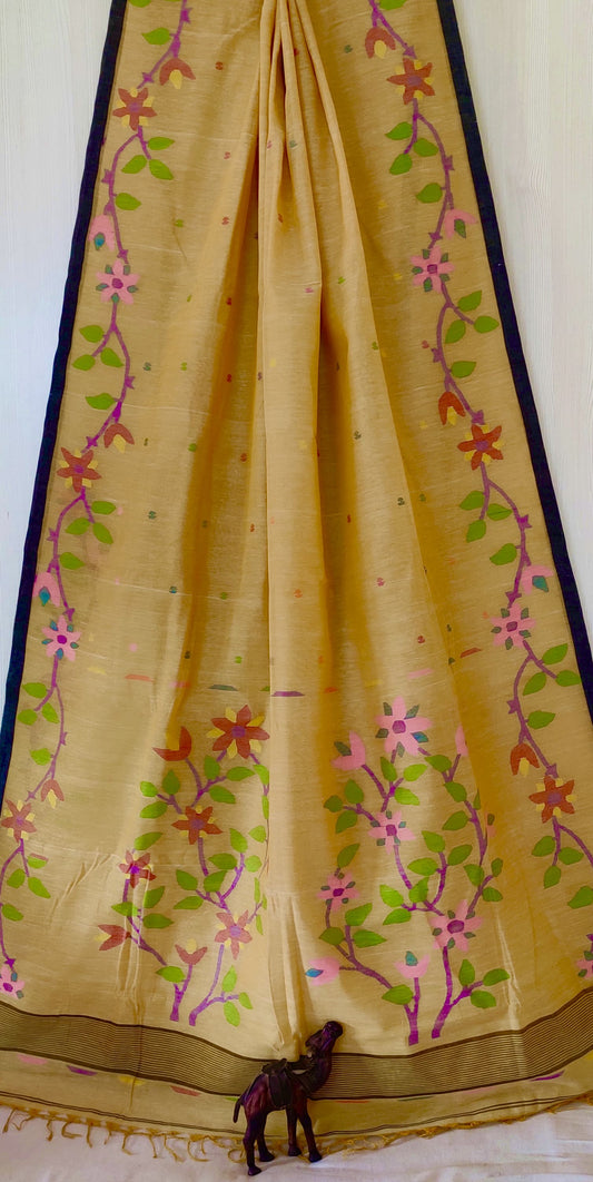 Jayamma | handwoven Cotton Needlework jamdani saree