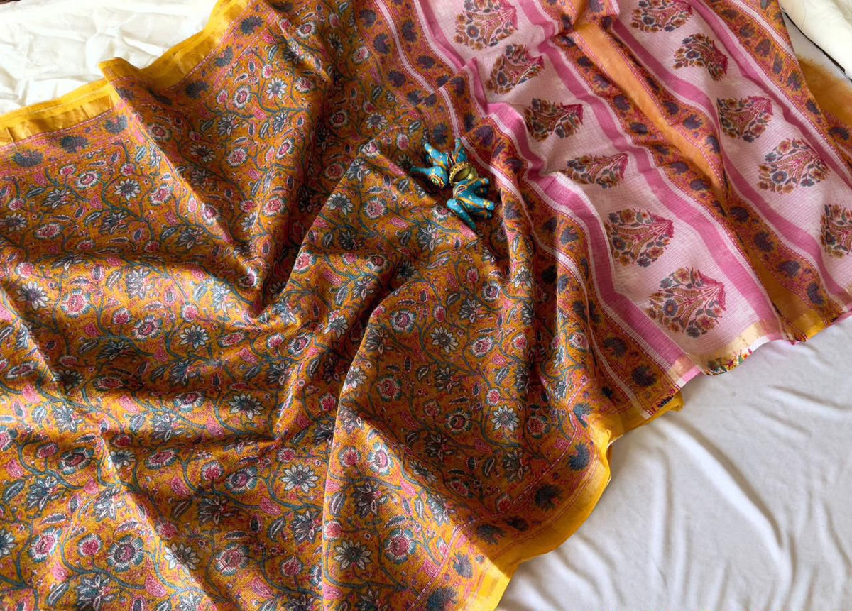 Summer special collection
Vanaspati ajark print

🥻🥻🥻🥻🥻🥻
 Kota saree new collection of Bagru print 
New collection Saree Kota Doriya .
Hand made 
Block print , Dabu print , Bagru print , vaspati print, ajark prijt
Saree length 5.5 mtr
Blouse.  80cm
Hand block printed