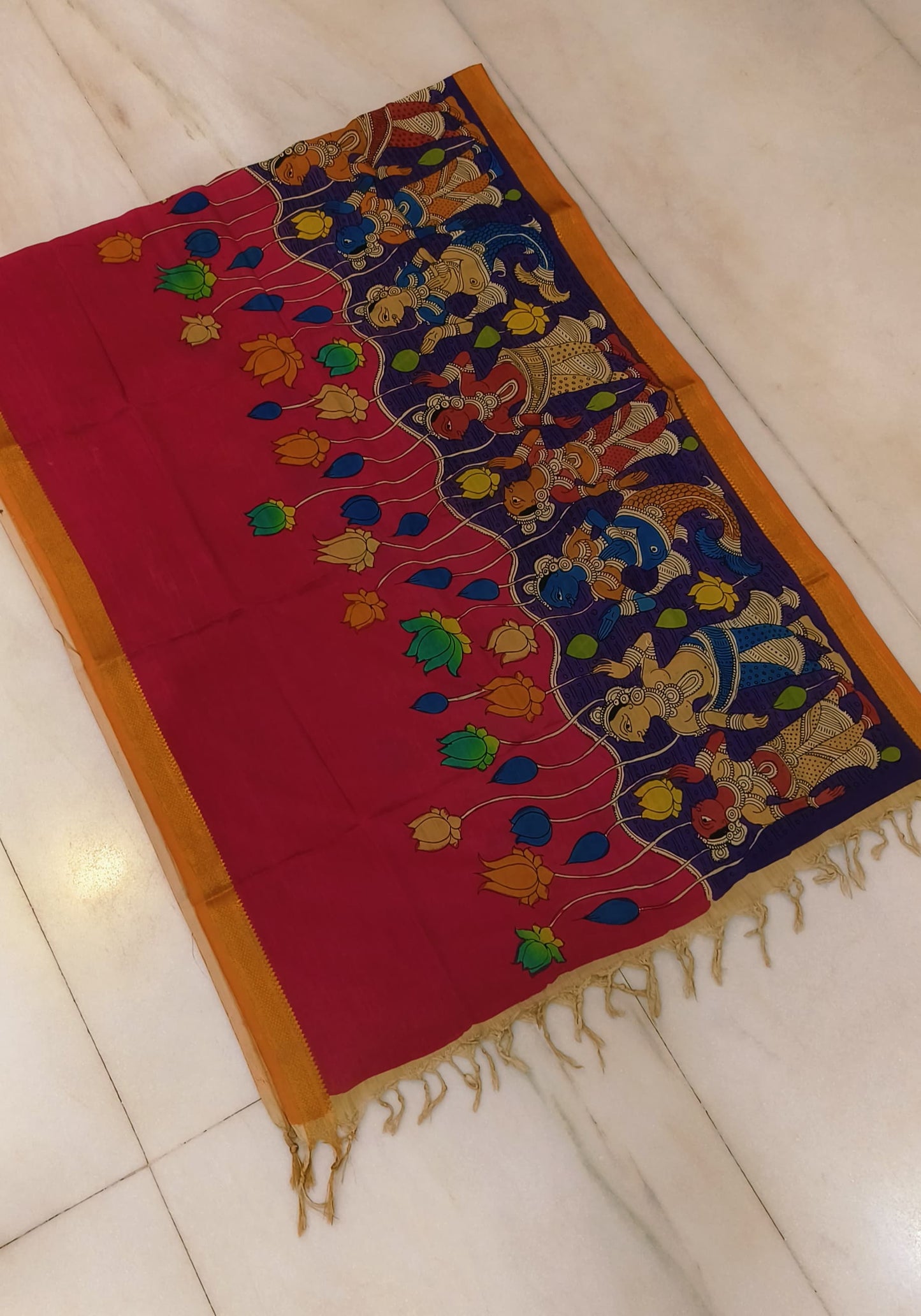 Narahari | mangalgiri cotton dupatta with kalamkari work