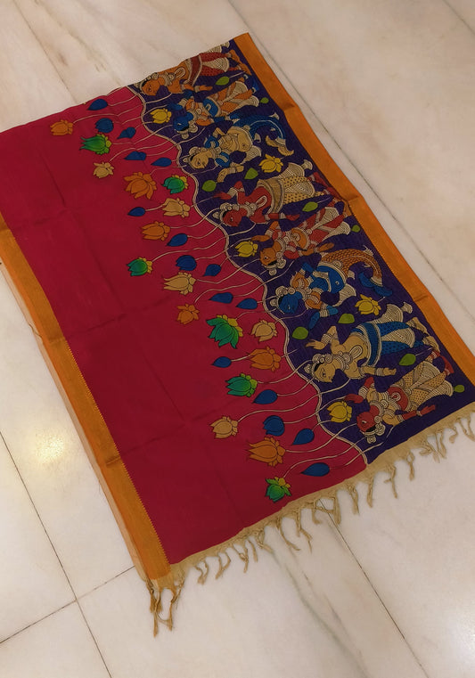 Narahari | mangalgiri cotton dupatta with kalamkari work