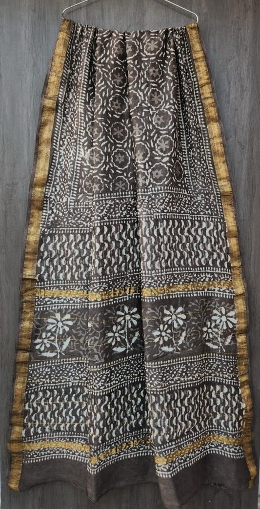 Priyadarshini | Block printed Maheshwari Silk Saree