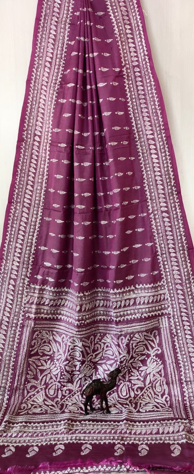 Hand Kantha on blended silk with blouse piece