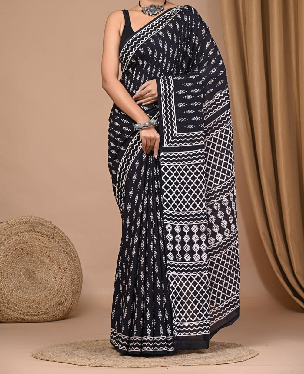 Meyzania | Mul Cotton Blockprint Saree