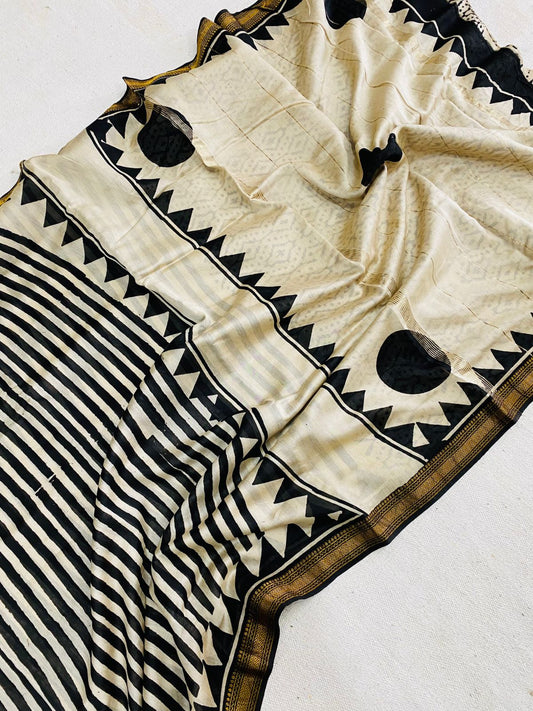 Let’s Wear #ethicallymade✅
🍁Beautifully Crafted Maheshwari Silk Saree  collection🍁
 Specially Designed in Bagru  jahota rapid dabu hand block print
100% Natural Dye
Fabric : Maheshwari Silk 
Length : 5.5 Meters
Blouse Piece : 0.90 Meter
