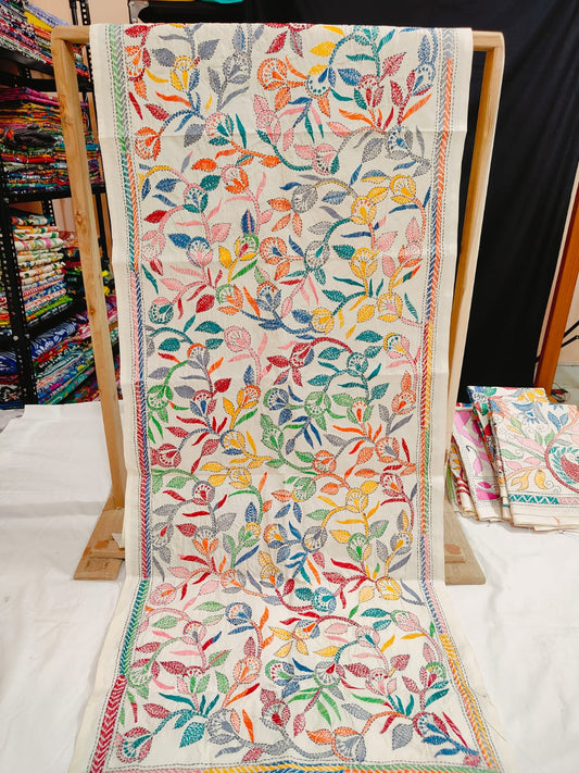 These are Tussar Slik  kantha stoles
Length 2.15/2.2 meter ( Approx)
Bohor 22' (Approx)