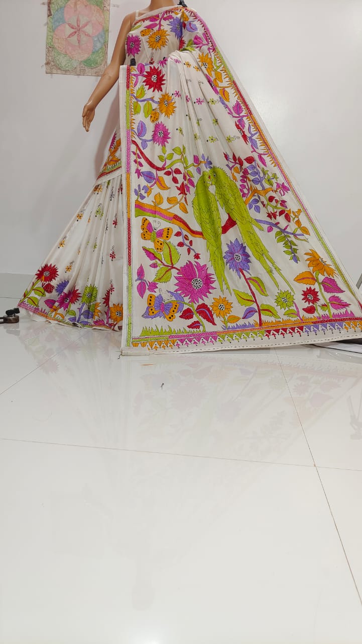 Geetha | Hand Made Kantha Embroidery on Semi Silk