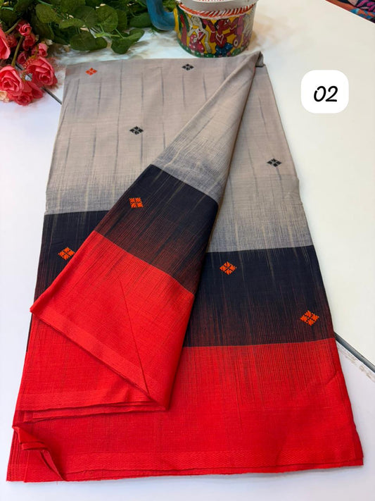 Handwoven pure Dhonekhali cotton ( 100 count cotton Dhonekhali saree)
Without BP(5.5 mtr)