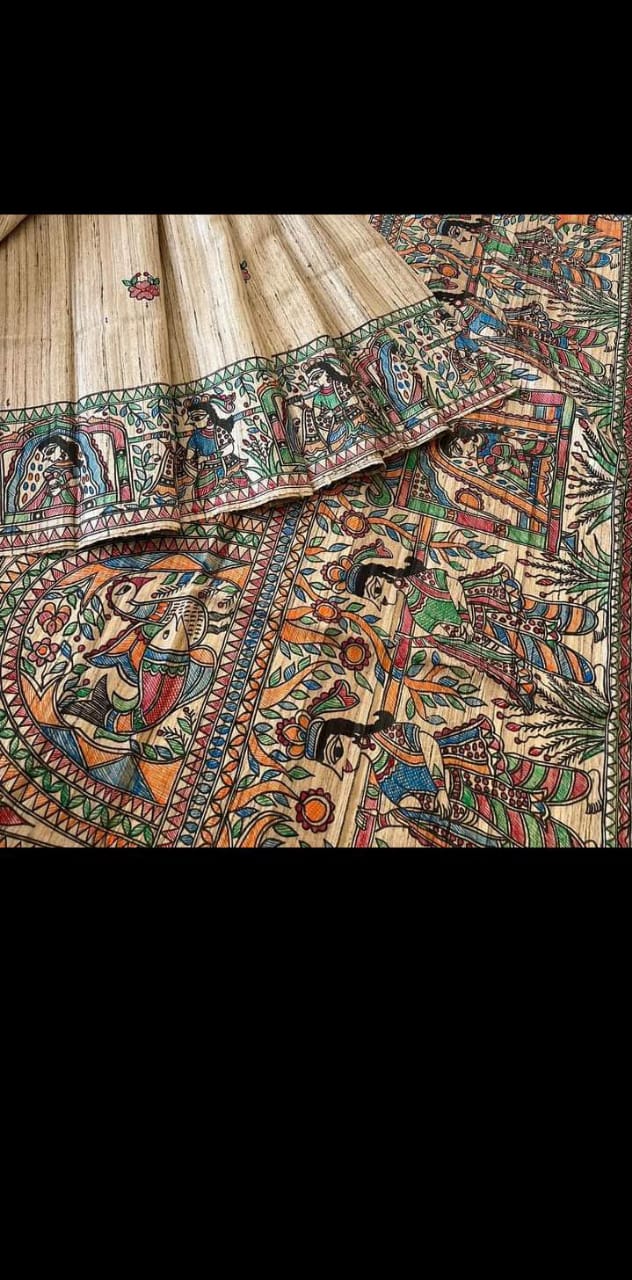 Madhaviitha | Tussar Saree with madhubani work