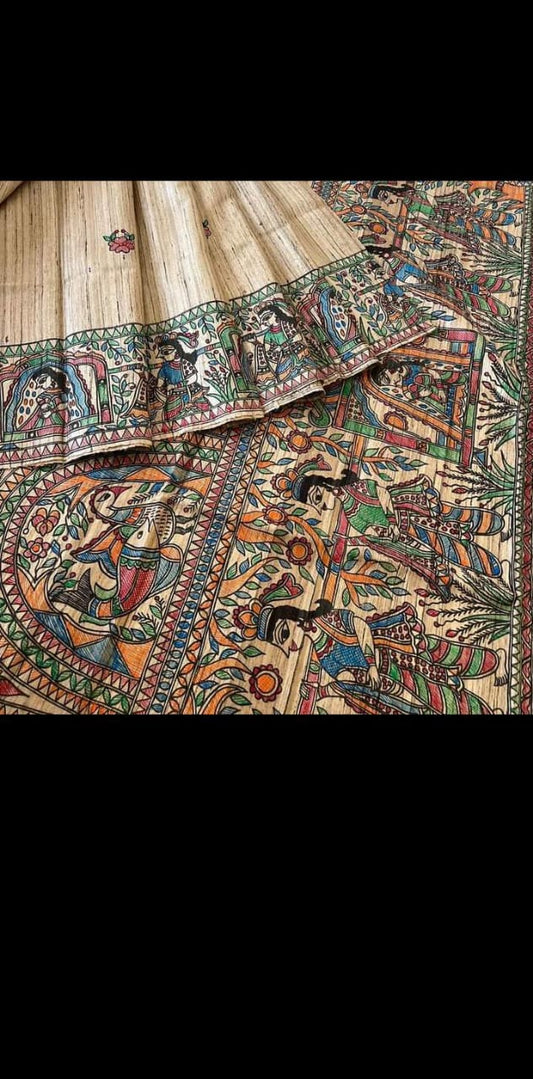 Madhaviitha | Tussar Saree with madhubani work