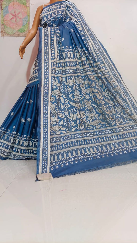 Chithra | Hand Made Kantha Embroidery on Semi Silk