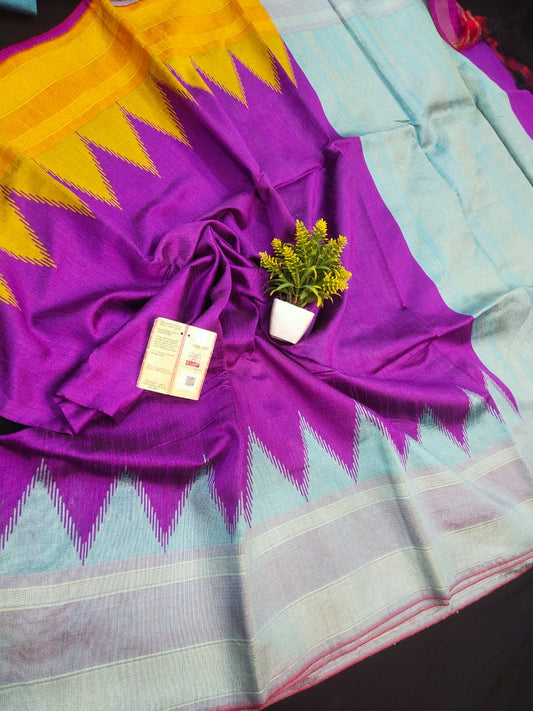 Shraviniya | Raw Silk Temple Border Saree