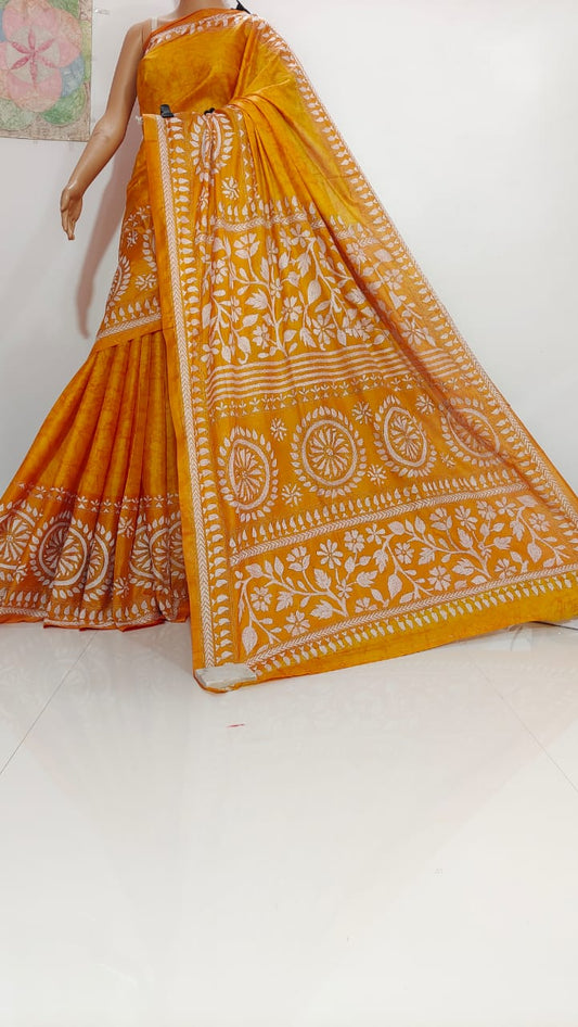 Ena | Hand Made Kantha Embroidery on Semi Silk