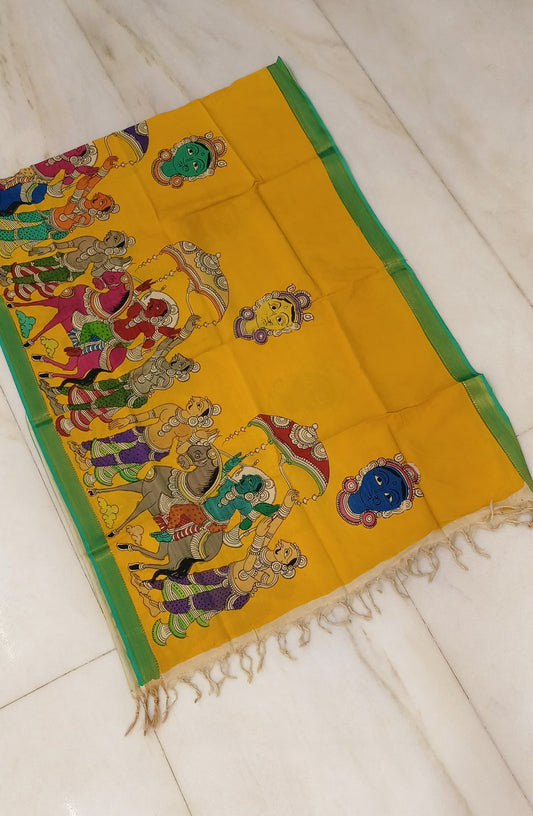 Nayomi | mangalgiri cotton dupatta with kalamkari work