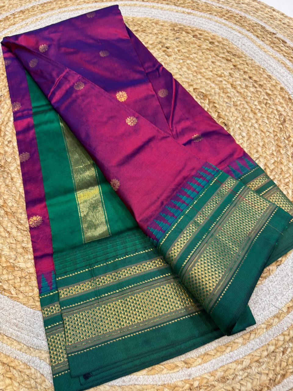 *All New Colours* 

*Exclusive silk ilkal saree*
*Pure silk korvai temple border* with *body butta* design superior quality ilkal saree & contrast blouse 
6.10mtrs length 
Full body pure silk 
Border, pallu & blouse semi silk
