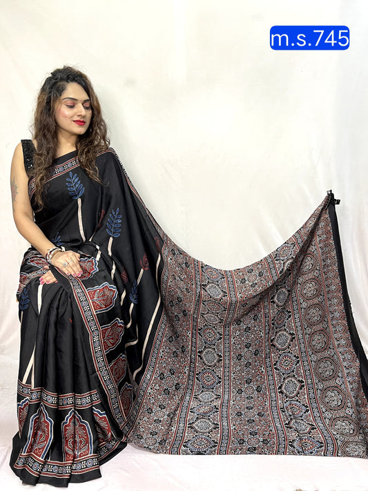 Aahana | Ajrakh Prints on modal Silk