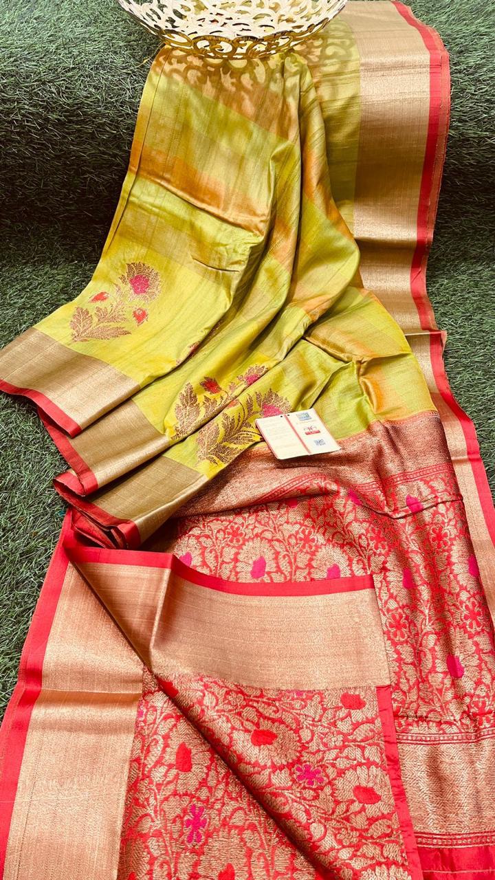 Jasmin-tussar-banarasee | Tussar silk Banarasee sarees