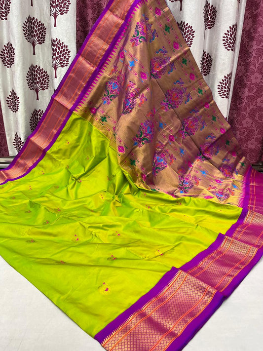 Bhasula | Powerloom Kadiyal Paithani Silk Saree