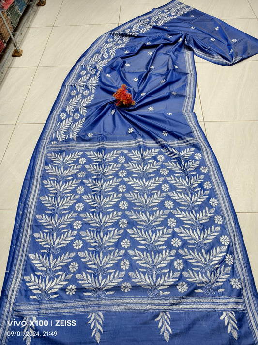 Poorey | Hand Made Kantha Embroidery on Semi Silk