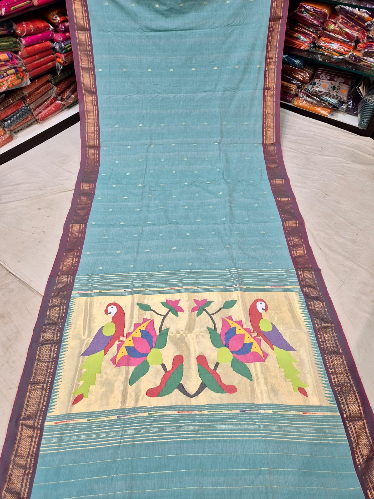 Spoorthi-cotton-paithani | Cotton Handloom Paithani Saree