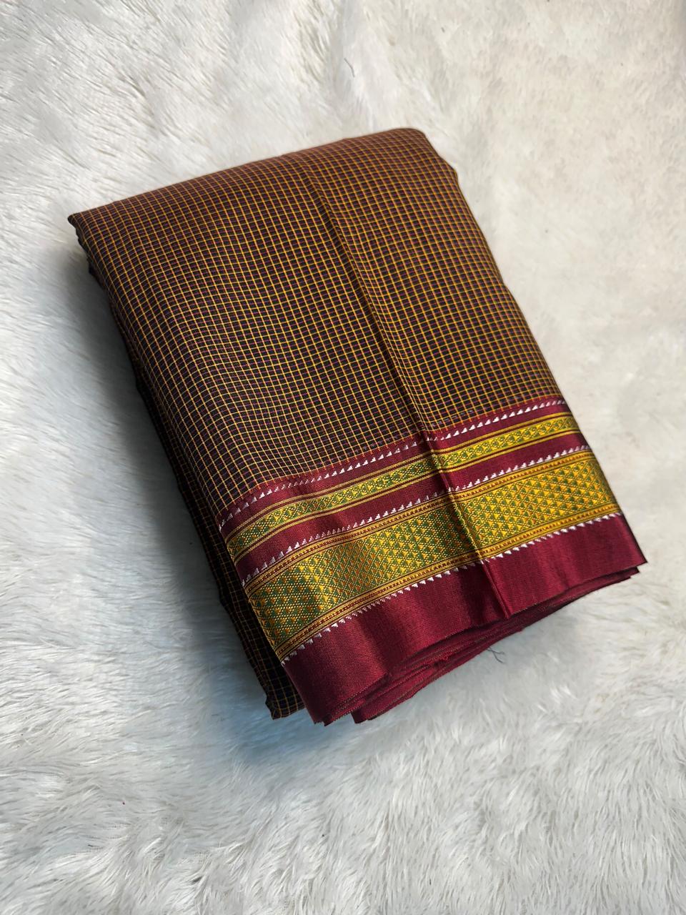 Special Boxchecks Ilkal Sare
Beautiful Colours
Trendy Ilkal Pure Silk Pallu &  Blouse Saree
Border Type : Chikki Paras Border
Fabric Body: Cottonsilk 
Palla: Pure Silk
Color: All Available
Blouse: Running- attached to the saree. 
Saree length: 6.20m