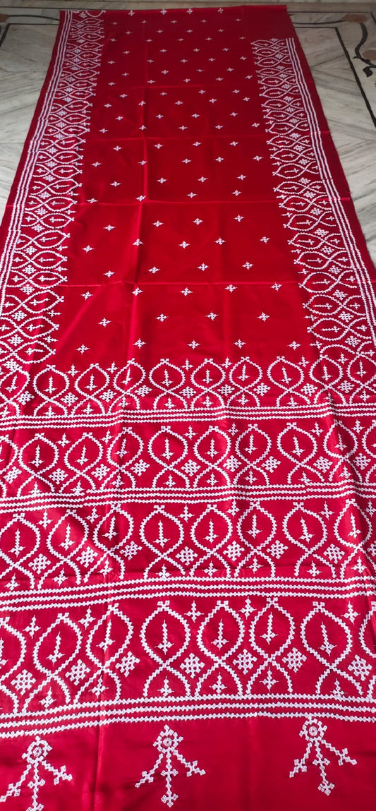Handmade kantha on blended silk