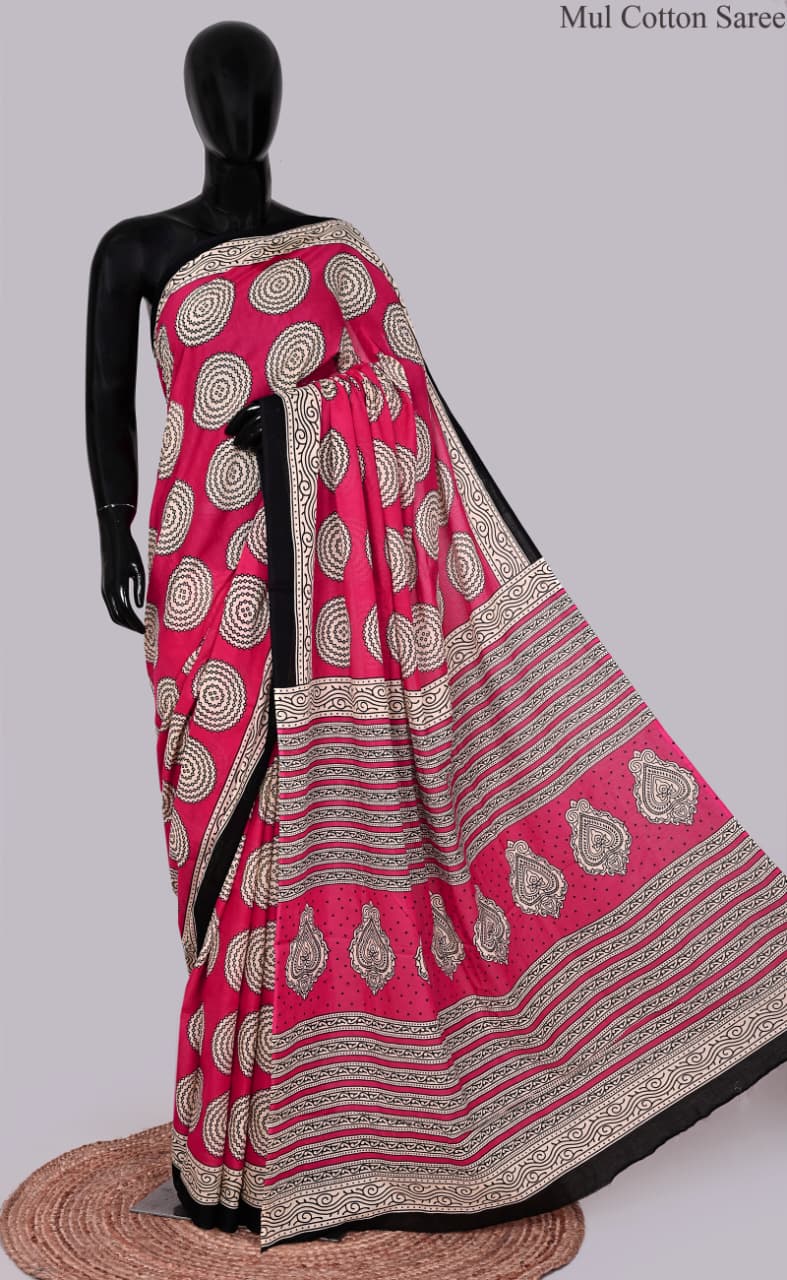 premium Traditional Mulmul CottonBeautiful Pure Soft Mulmul Cotton Sarees available*
Size: 6.30 mtr with blouse 