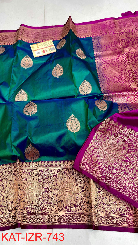 
Pure Handloom banarasi KATAN **Checks +Meenakari* SAREE
                *KATAN Checks + Meenakari*
Silk Sarees with antique Jari 
*Rich Pallu
*  Blouse with Border
* Smooth & Soft Fabric with silkmark certificate