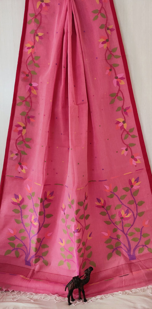 Jayala | handwoven Cotton Needlework jamdani saree