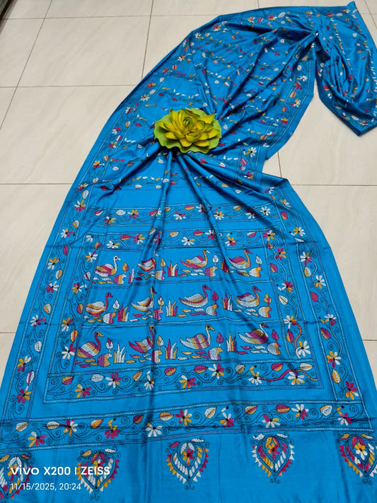 Kalpanajaya |  Blended silk saree with Kantha Embroidery