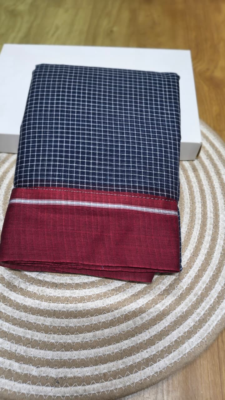 Handwoven patteda anchu saree in pure cotton