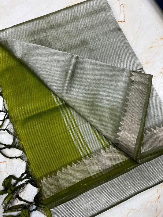 MANGALAGIRI pattu sarees
 with nizam border sarees.

Contrast blouse and pallu.
