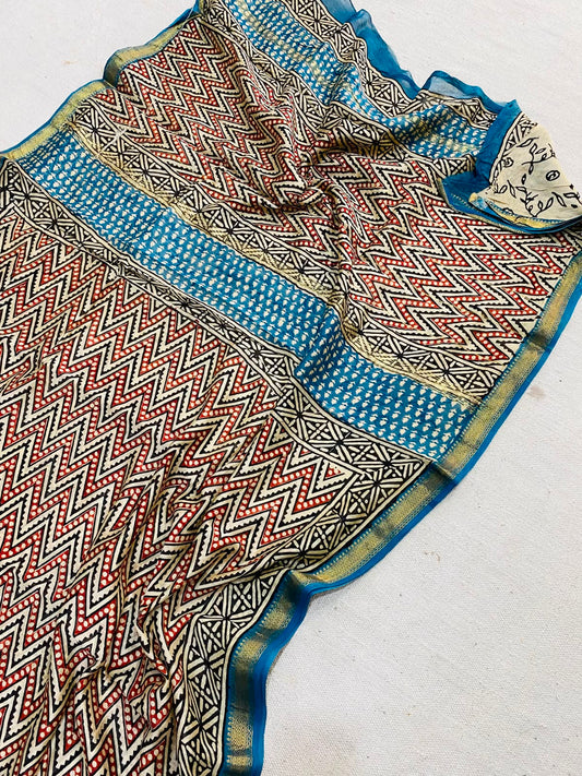 Let’s Wear #ethicallymade✅
🍁Beautifully Crafted Maheshwari Silk Saree  collection🍁
 Specially Designed in Bagru  jahota rapid dabu hand block print
100% Natural Dye
Fabric : Maheshwari Silk 
Length : 5.5 Meters
Blouse Piece : 0.90 Meter
