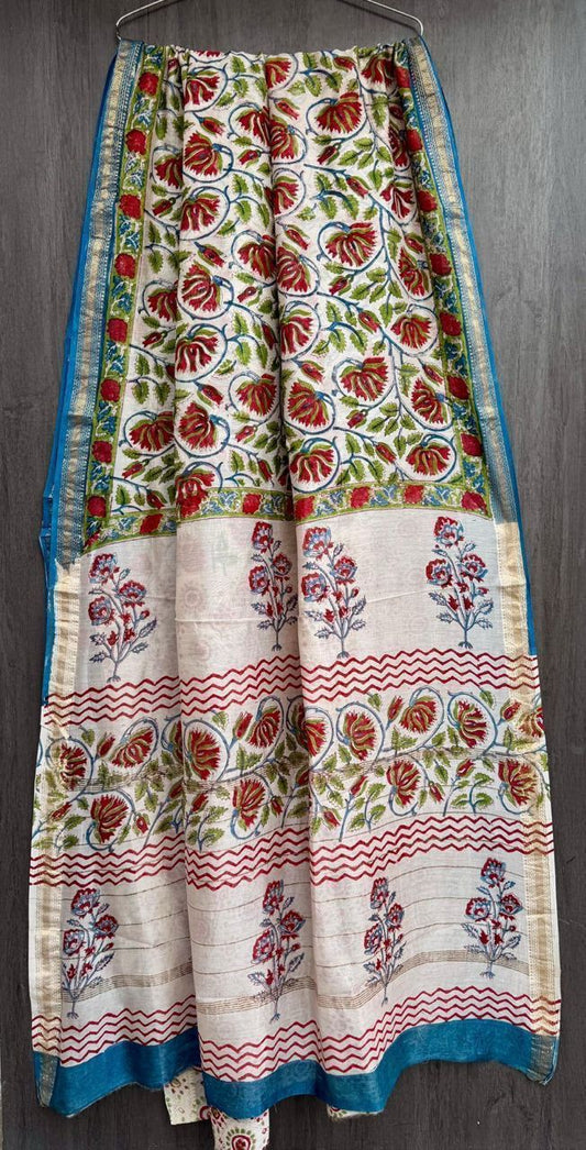 Bhibha | Block printed with Maheshwari border