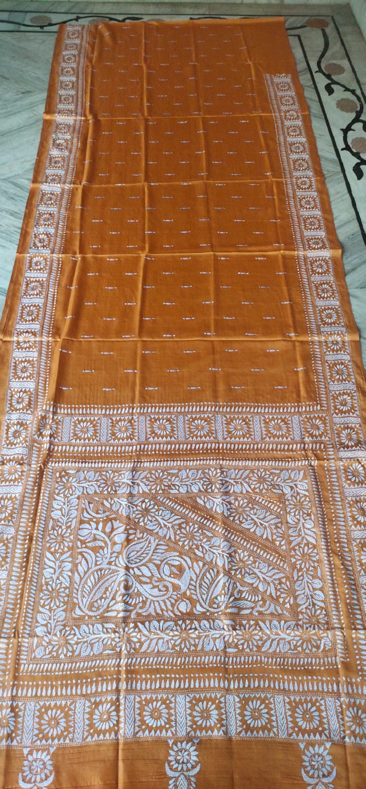 Handmade kantha on blended silk