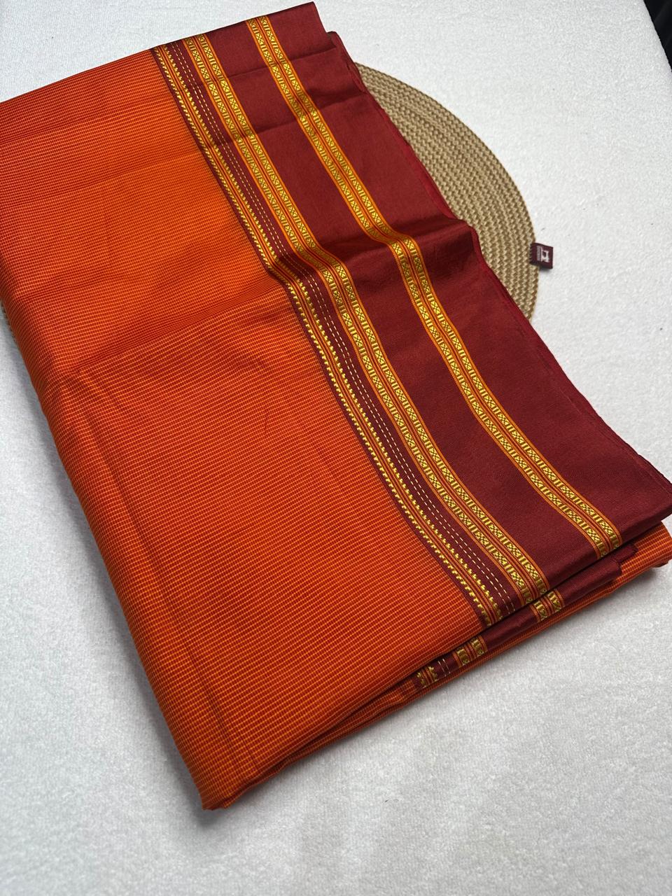 Material - viscos by cotton
Border - gayitri border
Saree Name -ilkal Gayatri micro checks saree
Pallu -cotton pallu
Blouse -running
Handloom -yes
Saree length- 7.2