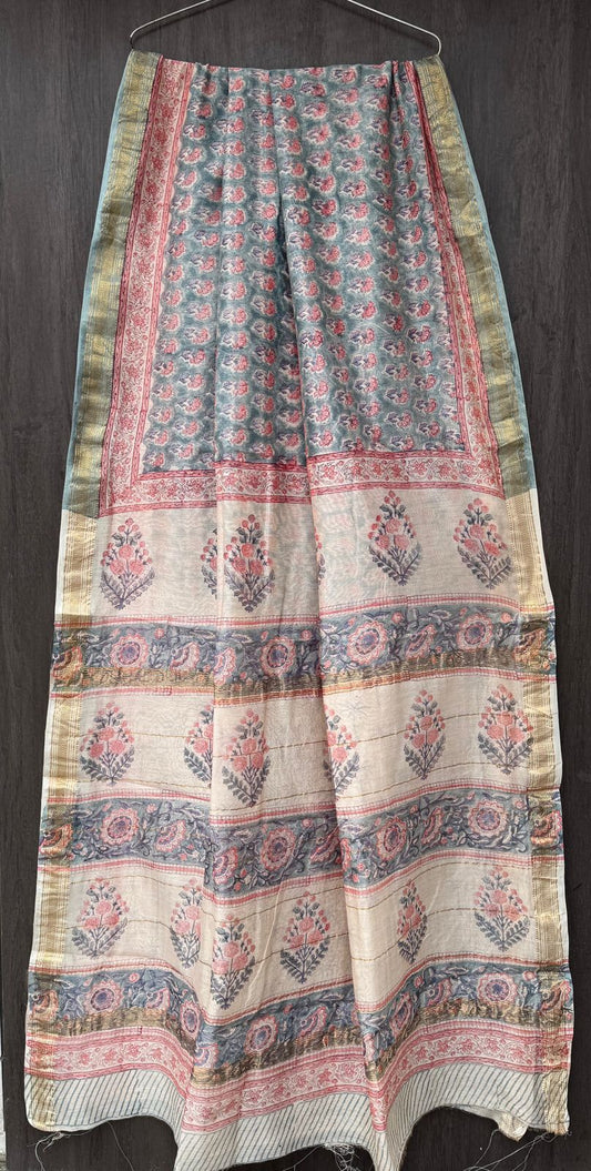 Jaitley | Block printed Maheshwari Silk Saree