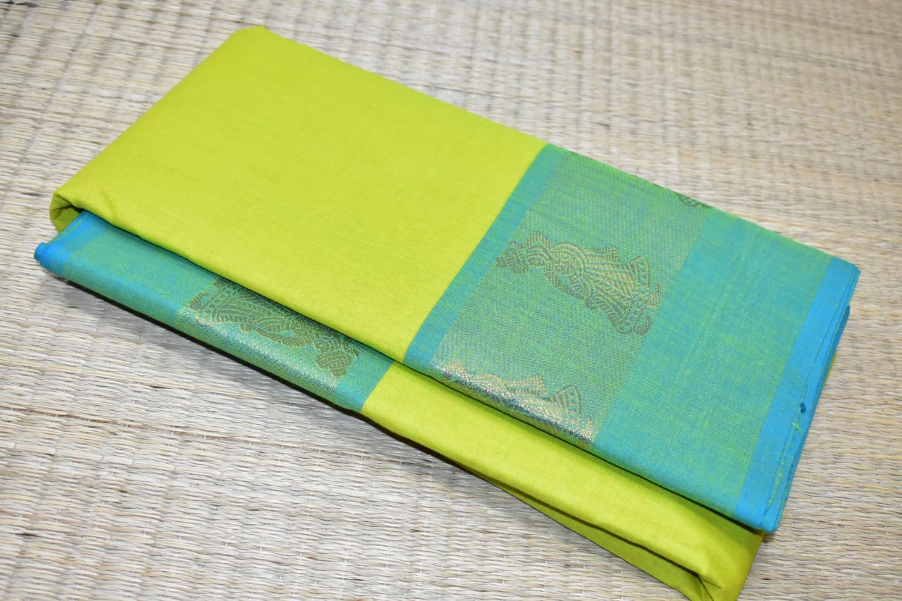 Chettinadu Cotton Saree in Yellow