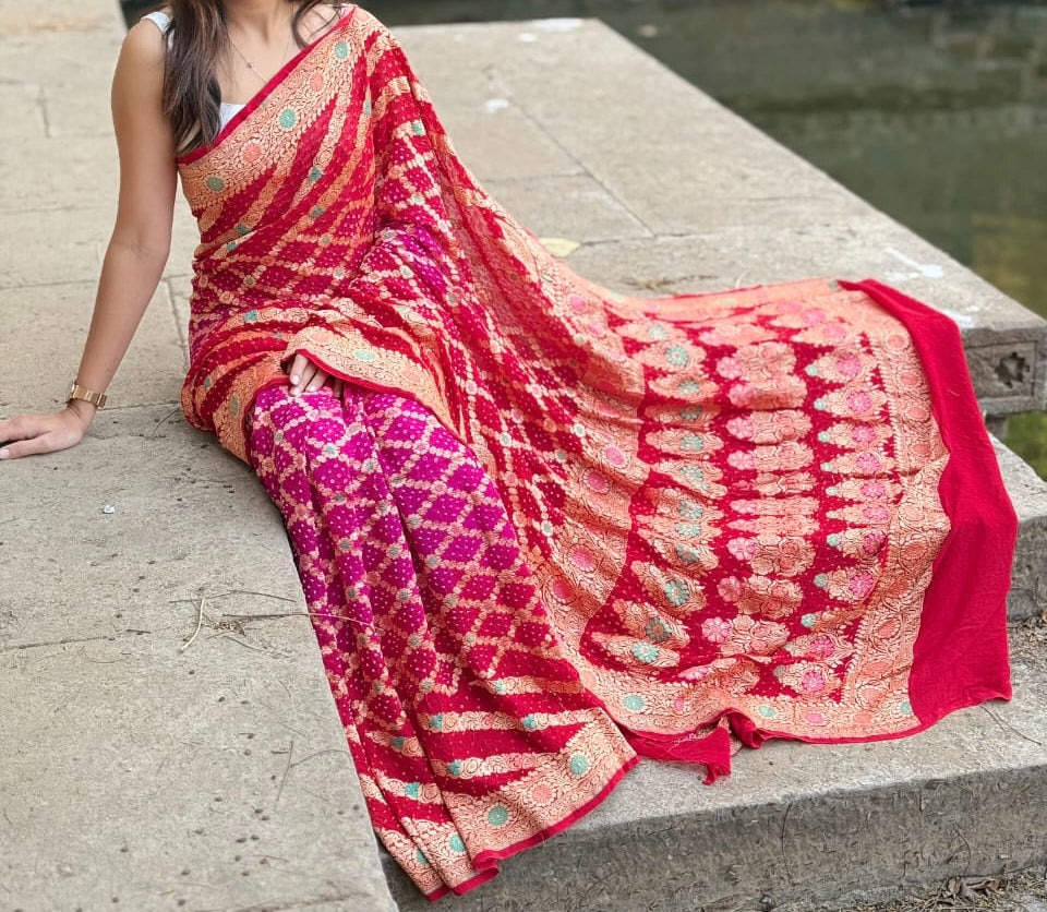 Gathrika | Pure Georgette Minakari Sarees