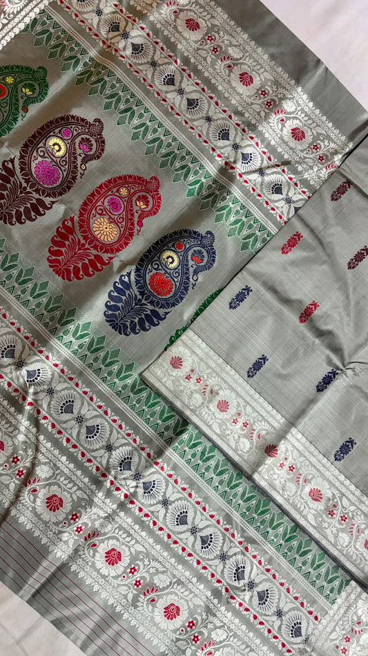 Baluchari sarees. 
Material silk with bp. 
With silkmark. 