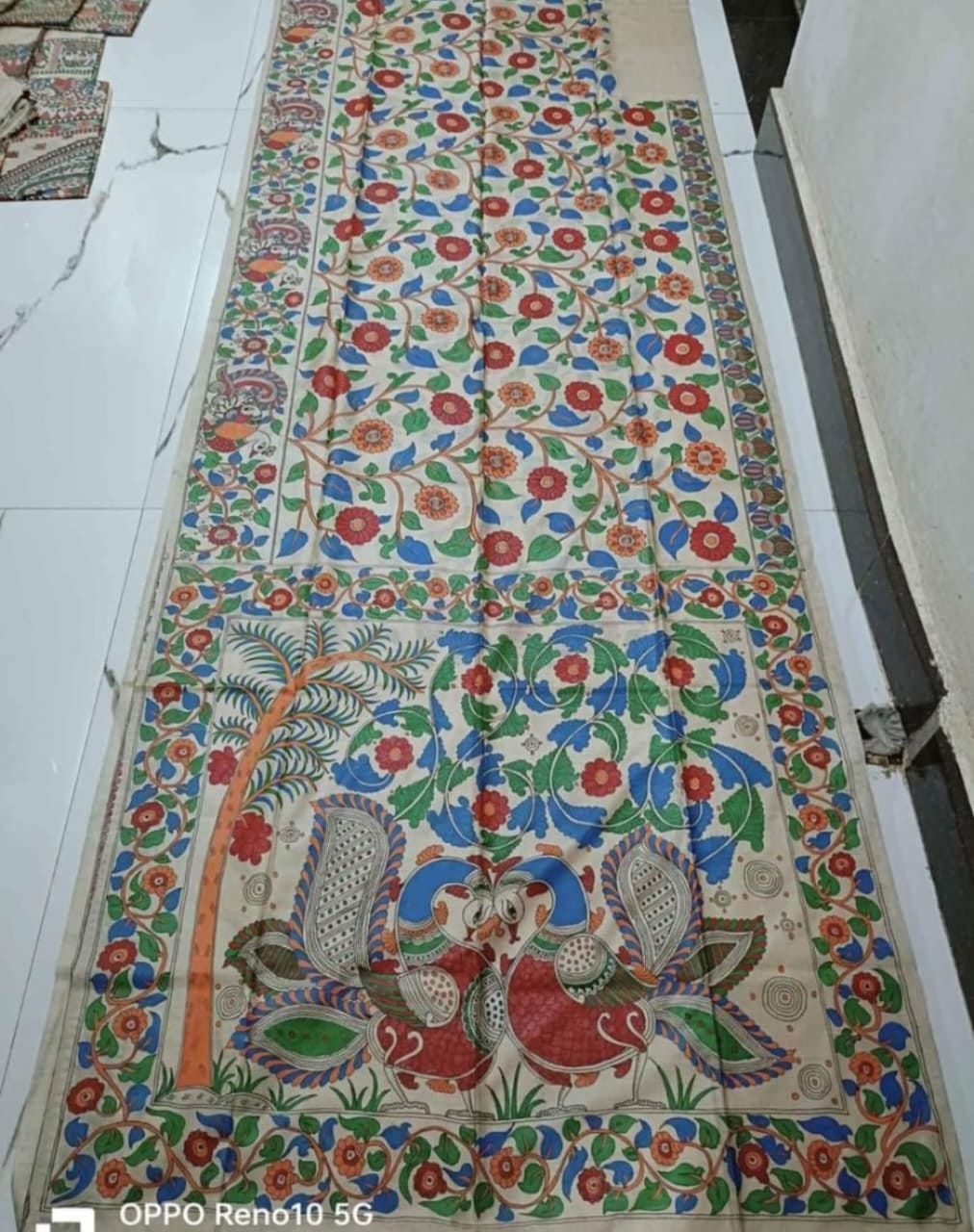 Hand painted madhubani on tussar