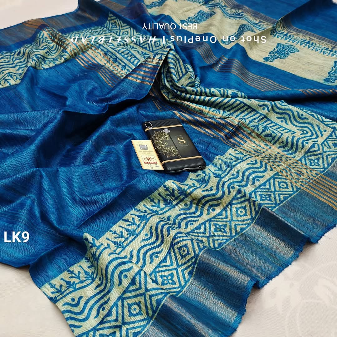 Tureeni | Tussar Ghicha Screen Print Saree