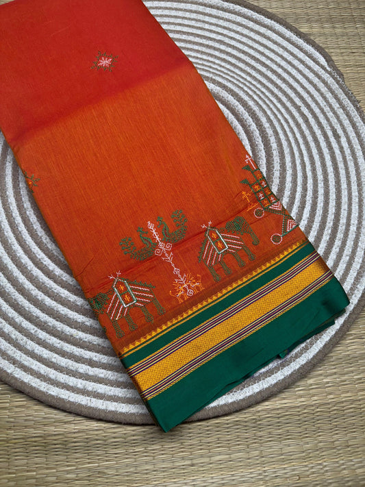 Chandtika |  Kasuti Work Saree in Mercerised Cotton