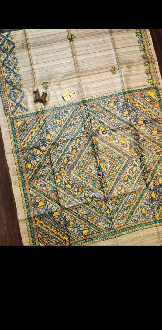 Maitreyiitha | Tussar Saree with madhubani work