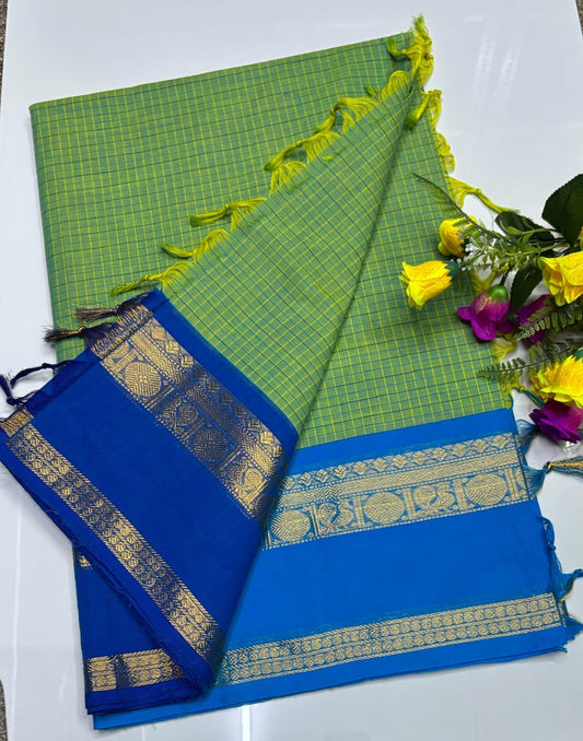 😇 *Kanchi cotton sarees*
🦋 *Pure cotton Sarees*
🎉 *Fancy plain cotton sarees with line  pallu*
🐟 *80 *80 counts*
🧶 *With running blouse*
🦢 *6.20mtrs saree length*