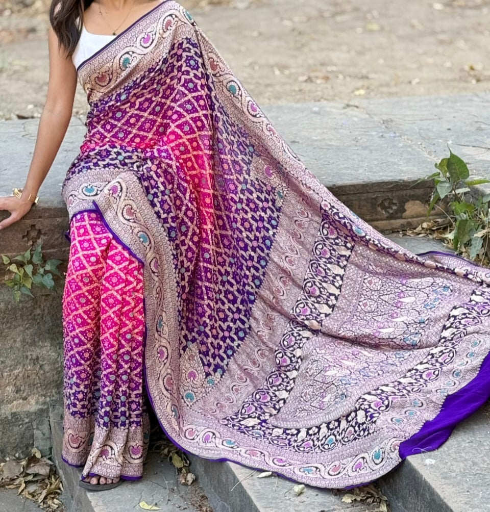 Grashmitha | Pure Georgette Minakari Sarees