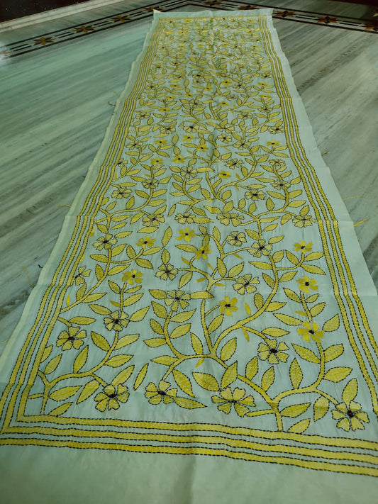These are Tussar Slik  kantha stoles
Length 2.15/2.2 meter ( Approx)
Bohor 22' (Approx)