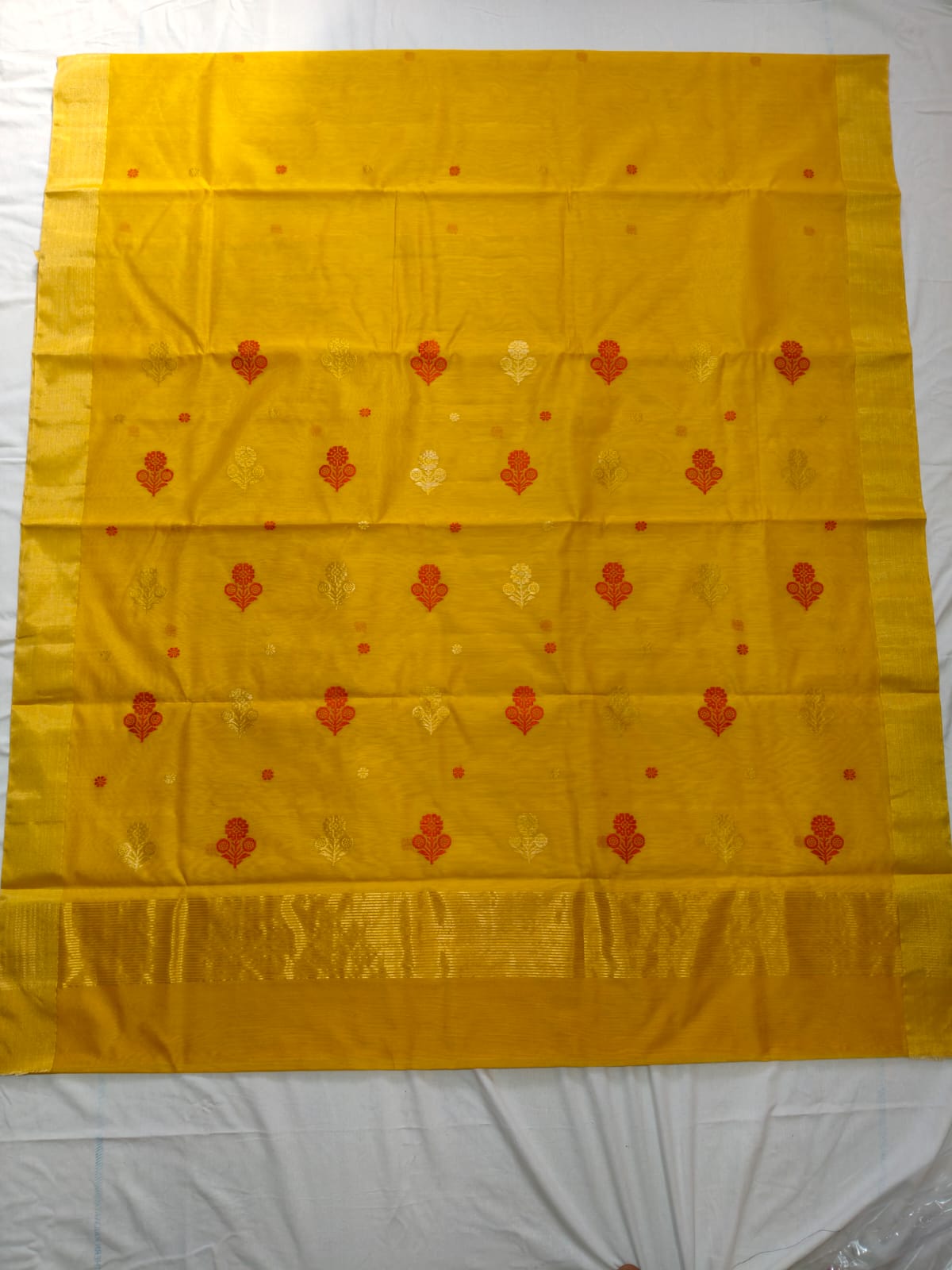 Silk y cotton 
Chanderi
 saree 
