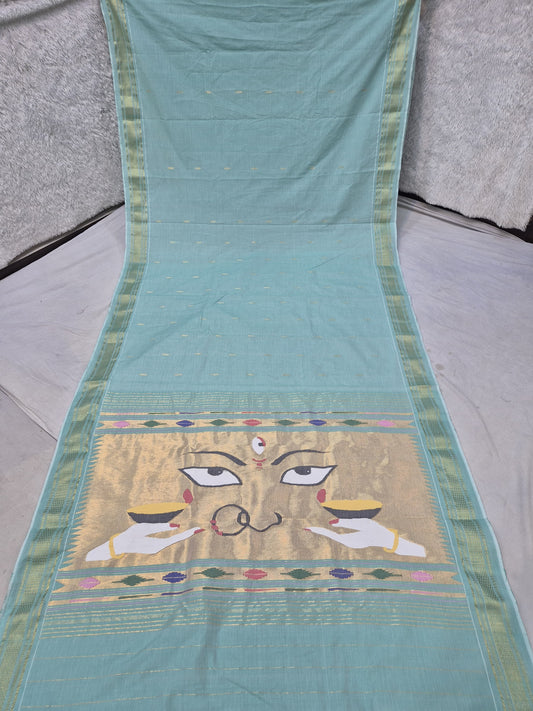 Handloom cotton paithani with narali border