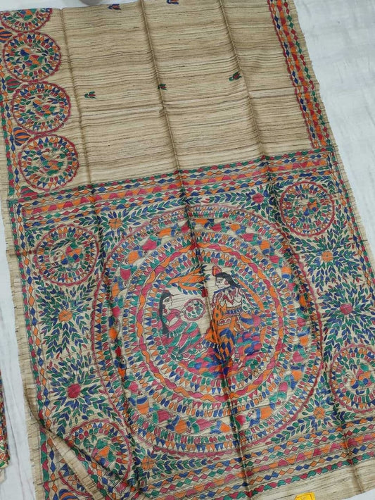 Madhaviti | Tussar Saree with madhubani work