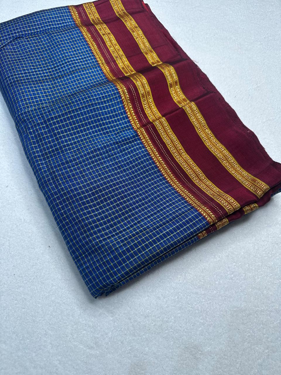 Material - viscos by cotton
Border - gayitri border
Saree Name -ilkal Gayatri micro checks saree
Pallu -cotton pallu
Blouse -running
Handloom -yes
Saree length- 7.2